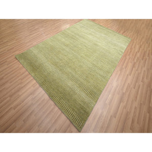 6'x8'9" Shades Of Brown, Lush And Plush, Modern Grass Design, Hand Knotted, Wool And Silk, Denser Weave, Oriental Rug FWR499290