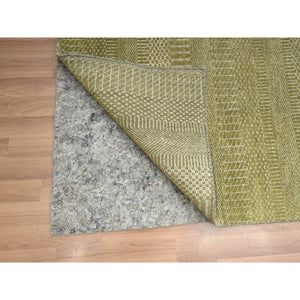 6'x8'9" Shades Of Brown, Lush And Plush, Modern Grass Design, Hand Knotted, Wool And Silk, Denser Weave, Oriental Rug FWR499290