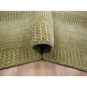 6'x8'9" Shades Of Brown, Lush And Plush, Modern Grass Design, Hand Knotted, Wool And Silk, Denser Weave, Oriental Rug FWR499290