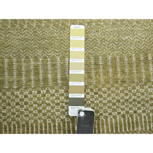 6'x8'9" Shades Of Brown, Lush And Plush, Modern Grass Design, Hand Knotted, Wool And Silk, Denser Weave, Oriental Rug FWR499290