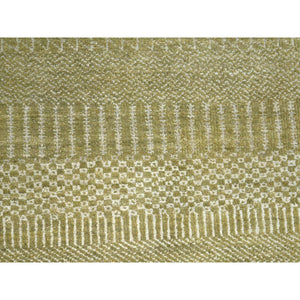 6'x8'9" Shades Of Brown, Lush And Plush, Modern Grass Design, Hand Knotted, Wool And Silk, Denser Weave, Oriental Rug FWR499290