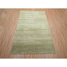 Load image into Gallery viewer, 4&#39;9&quot;x6&#39;9&quot; Khaki Brown, Modern Grass Design, Hand Knotted, Wool and Silk, Denser Weave, Lush and Plush, Oriental Rug FWR499296