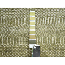 Load image into Gallery viewer, 4&#39;9&quot;x6&#39;9&quot; Khaki Brown, Modern Grass Design, Hand Knotted, Wool and Silk, Denser Weave, Lush and Plush, Oriental Rug FWR499296