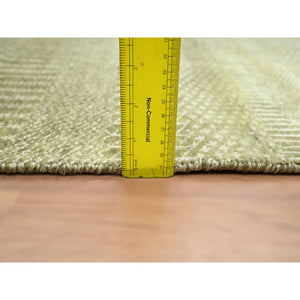 4'9"x6'9" Khaki Brown, Modern Grass Design, Hand Knotted, Wool and Silk, Denser Weave, Lush and Plush, Oriental Rug FWR499296