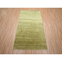 Load image into Gallery viewer, 4&#39;x6&#39;1&quot; Amber Green, Wool And Silk, Modern Grass Design, Hand Knotted, Soft Pile, Denser Weave, Tone On Tone, Oriental Rug FWR499302