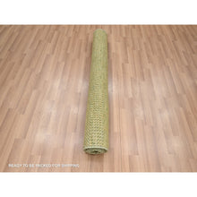 Load image into Gallery viewer, 4&#39;x6&#39;1&quot; Amber Green, Wool And Silk, Modern Grass Design, Hand Knotted, Soft Pile, Denser Weave, Tone On Tone, Oriental Rug FWR499302