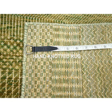 Load image into Gallery viewer, 4&#39;x6&#39;1&quot; Amber Green, Wool And Silk, Modern Grass Design, Hand Knotted, Soft Pile, Denser Weave, Tone On Tone, Oriental Rug FWR499302