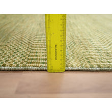 Load image into Gallery viewer, 4&#39;x8&#39; Ecru Olive Brown, Modern Grass Design, Hand Knotted, Denser Weave, Wool And Silk, Lush And Plush, Wide Runner, Oriental Rug FWR499308