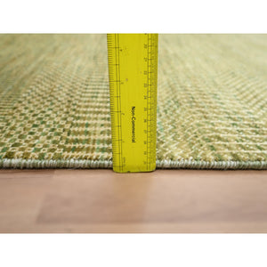 4'x8' Ecru Olive Brown, Modern Grass Design, Hand Knotted, Denser Weave, Wool And Silk, Lush And Plush, Wide Runner, Oriental Rug FWR499308