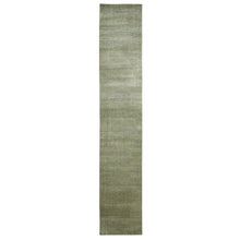 Load image into Gallery viewer, 2&#39;5&quot;x13&#39;6&quot; Olive Gray, Denser Weave, Modern Grass Design, Hand Knotted, Wool and Silk, Lush and Plush, Runner, Oriental Rug FWR499320