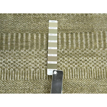 Load image into Gallery viewer, 2&#39;5&quot;x13&#39;6&quot; Olive Gray, Denser Weave, Modern Grass Design, Hand Knotted, Wool and Silk, Lush and Plush, Runner, Oriental Rug FWR499320