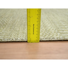Load image into Gallery viewer, 2&#39;5&quot;x13&#39;6&quot; Olive Gray, Denser Weave, Modern Grass Design, Hand Knotted, Wool and Silk, Lush and Plush, Runner, Oriental Rug FWR499320