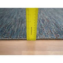 Load image into Gallery viewer, 2&#39;7&quot;x12&#39;2&quot; Denim Blue, Modern Grass Design, Hand Knotted, Denser Weave, Wool And Silk, Lush And Plush, Runner, Oriental Rug FWR499326