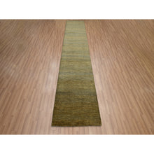 Load image into Gallery viewer, 2&#39;8&quot;x12&#39;2&quot; Golden Brown, Wool And Silk, Modern Grass Design, Hand Knotted, Denser Weave, Soft To The Touch, Runner, Oriental Rug FWR499332