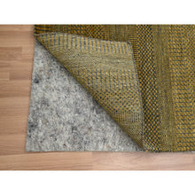 Load image into Gallery viewer, 2&#39;8&quot;x12&#39;2&quot; Golden Brown, Wool And Silk, Modern Grass Design, Hand Knotted, Denser Weave, Soft To The Touch, Runner, Oriental Rug FWR499332