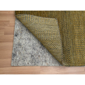 2'8"x12'2" Golden Brown, Wool And Silk, Modern Grass Design, Hand Knotted, Denser Weave, Soft To The Touch, Runner, Oriental Rug FWR499332