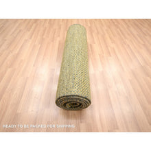 Load image into Gallery viewer, 2&#39;8&quot;x12&#39;2&quot; Golden Brown, Wool And Silk, Modern Grass Design, Hand Knotted, Denser Weave, Soft To The Touch, Runner, Oriental Rug FWR499332