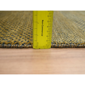 2'8"x12'2" Golden Brown, Wool And Silk, Modern Grass Design, Hand Knotted, Denser Weave, Soft To The Touch, Runner, Oriental Rug FWR499332