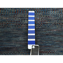 Load image into Gallery viewer, 2&#39;7&quot;x12&#39;3&quot; Space Cadet Blue, Modern Grass Design, Denser Weave, Wool and Silk, Hand Knotted, Lush and Plush, Runner, Oriental Rug FWR499338