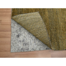 Load image into Gallery viewer, 2&#39;8&quot;x12&#39;3&quot; Shades Of Brown, Modern Grass Design, Hand Knotted, Denser Weave, Wool And Silk, Soft Pile, Runner, Oriental Rug FWR499344
