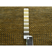 Load image into Gallery viewer, 2&#39;8&quot;x12&#39;3&quot; Shades Of Brown, Modern Grass Design, Hand Knotted, Denser Weave, Wool And Silk, Soft Pile, Runner, Oriental Rug FWR499344