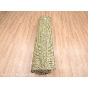 2'8"x12'3" Shades Of Brown, Modern Grass Design, Hand Knotted, Denser Weave, Wool And Silk, Soft Pile, Runner, Oriental Rug FWR499344