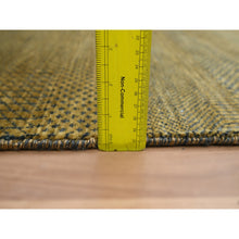 Load image into Gallery viewer, 2&#39;8&quot;x12&#39;3&quot; Shades Of Brown, Modern Grass Design, Hand Knotted, Denser Weave, Wool And Silk, Soft Pile, Runner, Oriental Rug FWR499344