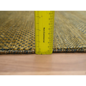2'8"x12'3" Shades Of Brown, Modern Grass Design, Hand Knotted, Denser Weave, Wool And Silk, Soft Pile, Runner, Oriental Rug FWR499344