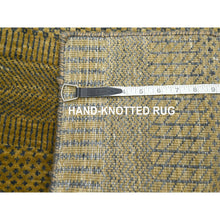 Load image into Gallery viewer, 2&#39;8&quot;x12&#39;3&quot; Shades Of Brown, Modern Grass Design, Hand Knotted, Denser Weave, Wool And Silk, Soft Pile, Runner, Oriental Rug FWR499344