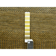 Load image into Gallery viewer, 2&#39;8&quot;x12&#39;3&quot; Golden Brown, Modern Grass Design, Hand Knotted, Denser Weave, Wool And Silk, Soft To The Touch, Runner, Oriental Rug FWR499356