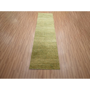 2'8"x8'2" Fawn Brown, Denser Weave, Modern Grass Design, Hand Knotted, Wool And Silk, Lush And Plush, Runner, Oriental Rug FWR499362