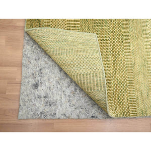 2'8"x8'2" Fawn Brown, Denser Weave, Modern Grass Design, Hand Knotted, Wool And Silk, Lush And Plush, Runner, Oriental Rug FWR499362