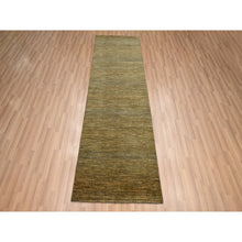 Load image into Gallery viewer, 2&#39;8&quot;x8&#39; Almond Brown, Modern Grass Design, Wool And Silk, Hand Knotted, Denser Weave, Lush And Plush, Runner, Oriental Rug FWR499368