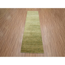 Load image into Gallery viewer, 2&#39;8&quot;x8&#39;3&quot; Khaki Brown, Modern Grass Design, Hand Knotted, Denser Weave, Wool And Silk, Lush And Plush, Runner, Oriental Rug FWR499374