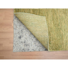 Load image into Gallery viewer, 2&#39;8&quot;x8&#39;3&quot; Khaki Brown, Modern Grass Design, Hand Knotted, Denser Weave, Wool And Silk, Lush And Plush, Runner, Oriental Rug FWR499374