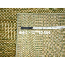 Load image into Gallery viewer, 2&#39;8&quot;x8&#39;3&quot; Khaki Brown, Modern Grass Design, Hand Knotted, Denser Weave, Wool And Silk, Lush And Plush, Runner, Oriental Rug FWR499374
