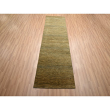 Load image into Gallery viewer, 2&#39;8&quot;x8&#39; Walnut Brown, Modern Grass Design, Hand Knotted, Denser Weave, Wool And Silk, Soft Pile, Runner, Oriental Rug FWR499380