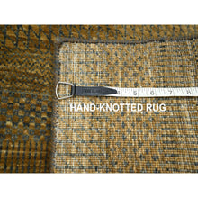 Load image into Gallery viewer, 2&#39;8&quot;x8&#39; Walnut Brown, Modern Grass Design, Hand Knotted, Denser Weave, Wool And Silk, Soft Pile, Runner, Oriental Rug FWR499380