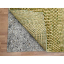Load image into Gallery viewer, 2&#39;8&quot;x8&#39;2&quot; Honey Brown, Wool And Silk, Modern Grass Design, Hand Knotted, Denser Weave, Lush And Plush, Runner, Oriental Rug FWR499386