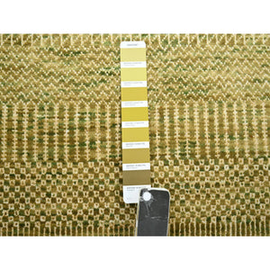 2'8"x8'2" Honey Brown, Wool And Silk, Modern Grass Design, Hand Knotted, Denser Weave, Lush And Plush, Runner, Oriental Rug FWR499386