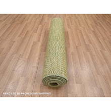 Load image into Gallery viewer, 2&#39;8&quot;x8&#39;2&quot; Honey Brown, Wool And Silk, Modern Grass Design, Hand Knotted, Denser Weave, Lush And Plush, Runner, Oriental Rug FWR499386