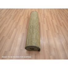 Load image into Gallery viewer, 2&#39;8&quot;x8&#39; Almond Brown, Hand Knotted, Modern Grass Design, Denser Weave, Wool And Silk, Lush And Plush, Runner, Oriental Rug FWR499392