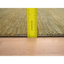 Load image into Gallery viewer, 2&#39;8&quot;x8&#39; Almond Brown, Hand Knotted, Modern Grass Design, Denser Weave, Wool And Silk, Lush And Plush, Runner, Oriental Rug FWR499392