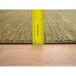 2'8"x8' Almond Brown, Hand Knotted, Modern Grass Design, Denser Weave, Wool And Silk, Lush And Plush, Runner, Oriental Rug FWR499392