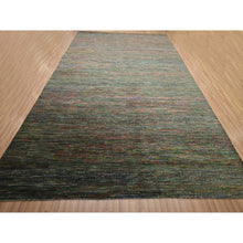Load image into Gallery viewer, 10&#39;x14&#39; Asphalt Black, Modern Grass Design, Wool and Silk, Hand Knotted, Tone on Tone, Lush and Plush, Oriental Rug FWR499404