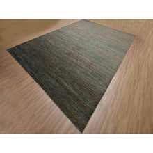 Load image into Gallery viewer, 10&#39;x14&#39; Asphalt Black, Modern Grass Design, Wool And Silk, Hand Knotted, Tone On Tone, Lush And Plush, Oriental Rug FWR499404