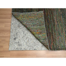 Load image into Gallery viewer, 10&#39;x14&#39; Asphalt Black, Modern Grass Design, Wool and Silk, Hand Knotted, Tone on Tone, Lush and Plush, Oriental Rug FWR499404