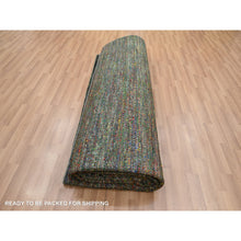 Load image into Gallery viewer, 10&#39;x14&#39; Asphalt Black, Modern Grass Design, Wool And Silk, Hand Knotted, Tone On Tone, Lush And Plush, Oriental Rug FWR499404