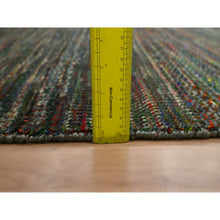 Load image into Gallery viewer, 10&#39;x14&#39; Asphalt Black, Modern Grass Design, Wool and Silk, Hand Knotted, Tone on Tone, Lush and Plush, Oriental Rug FWR499404