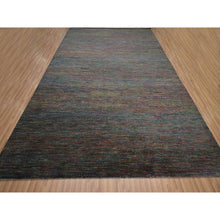 Load image into Gallery viewer, 10&#39;2&quot;x13&#39;10&quot; Charcoal Gray, Modern, Hand Knotted, Colorful Grass Design, Wool And Silk, Tone On Tone, Soft Pile, Oriental Rug FWR499416